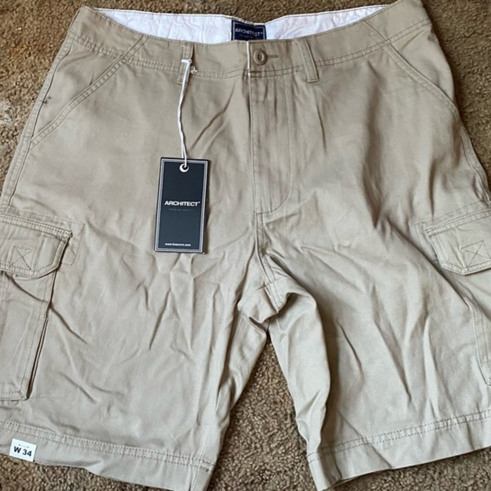 Architect Mens Shorts Size W34 Flap Pockets Cream Color New‎
